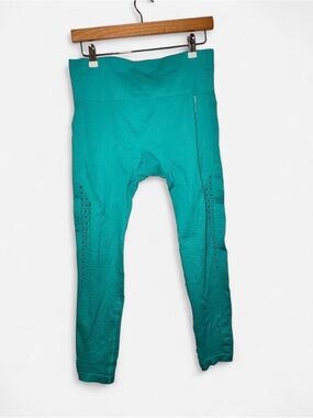 Gymshark Energy Seamless Capri Leggings Teal Blue Cutout Perforated Gym Yoga